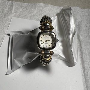 Vernier Two-Tone Hinged Cuff Watch Square face Stainless steel